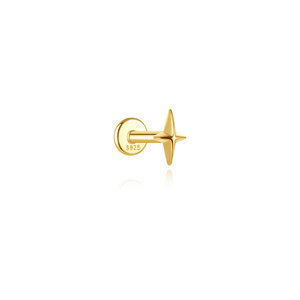 Boucle d'oreille hypoallergénique en argent S925 plaqué or, à dos plat, sûre pour dormir, pour tragus et hélix - Product Image 5