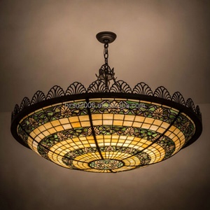 Lampe suspendue et lustre Tiffany en verre coloré de grande taille, nouveau design pour hôtel, villa et K TV - Product Image 2