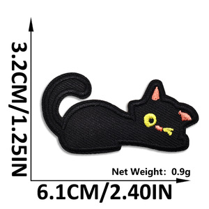 Adesivos Termocolantes Bordados de Gato Preto Fofo para Roupas Infantis, Bolsas e Chapéus - Product Image 2