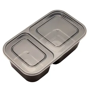 maaltijd box verpakking zwart Suppliers-Hot Koop Take Away Pp Maaltijd Voedsel Fruit 2 Verdeeld Plastic Wegwerp Compartiment Lunchbox