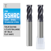 Couteau plat pointu en acier au tungstène - Type standard - 4 lames 4 cannelures - Revêtement TIALN - 55HRC - ODM OEM disponible
