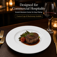 Assiettes en céramique personnalisées avec logo, bord large, blanc pur, de 5 à 12 pouces, vaisselle pour hôtel et restaurant, vaisselle en porcelaine en vrac, plats plats de service