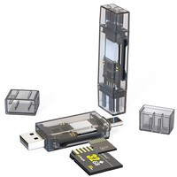 Lecteur de cartes mémoire USB C 4 en 1 pour appareil photo numérique, lecteur de cartes SD avec double fente pour cartes SD