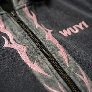 2026 Trendy Men's Heavyweight Acid Wash Zip-Up Hoodie Vintage Y2K Streetwear Charcoal Grey Fleece Hooded <b>Jacket</b> with Custom Logo - Product Image 4