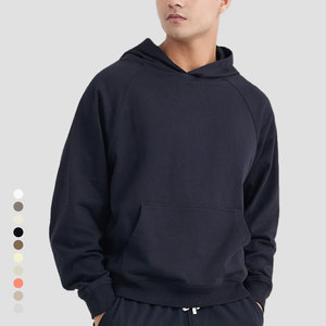 Sweat à capuche pour homme en coton 100% de grande taille avec logo personnalisé, couleur unie, design avec poche, épaules tombantes, coupe régulière - Product Image 2