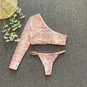 Donne d'oro ragazze asiatiche in Micro pelle di serpente stampa Bikini Grande Taille per donna taglio alto brasiliano costume da bagno - Product Image 4