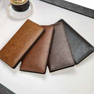 Genuine Leather Long Purse Vintage Checkbook Holder <b>Credit</b> <b>Card</b> <b>Wallet</b> Open Button Vintage for <b>Men</b> Women - Product Image 3