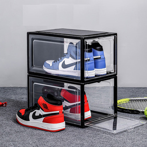 Rectangle DIY Stacking Tidy Display Shoe Container sturdy door adidas original shoe boxes clear plastic stackable storage