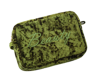 Fermeture éclaire de luxe, sac de voyage professionnel avec paillettes pour femmes, pochette de maquillage et de beauté, en velours rose, avec Logo brodé