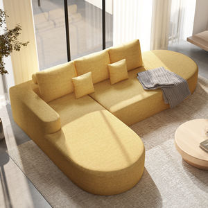 Canapé-lit convertible moderne incurvé et extensible en velours, mousse haute densité, sans assemblage, avec oreillers, pour chambre et salon - Product Image 1