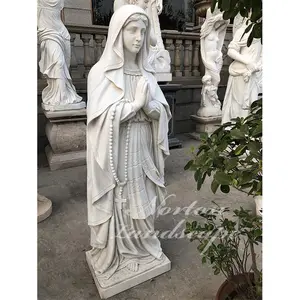 تماثيل دينية كاثوليكية مصنوعة يدوياً لتزيين الكنيسة بحجم حقيقي من الحجر الطبيعي تمثال مريم العذراء من الرخام الجرانيتي الأبيض
