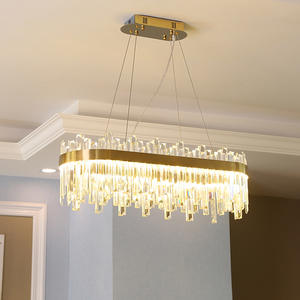 Modern Ceiling Ring Pendant Lights Hotel Bedroom Luxury Rectangular Circle Gold <b>Crystal</b> <b>Chandeliers</b> - Product Image 2