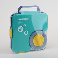 Boîte à lunch en plastique à 3 compartiments de 900 ml avec poignée, carrée, scellée, avec cuillère pour la maison, les voyages, le bureau