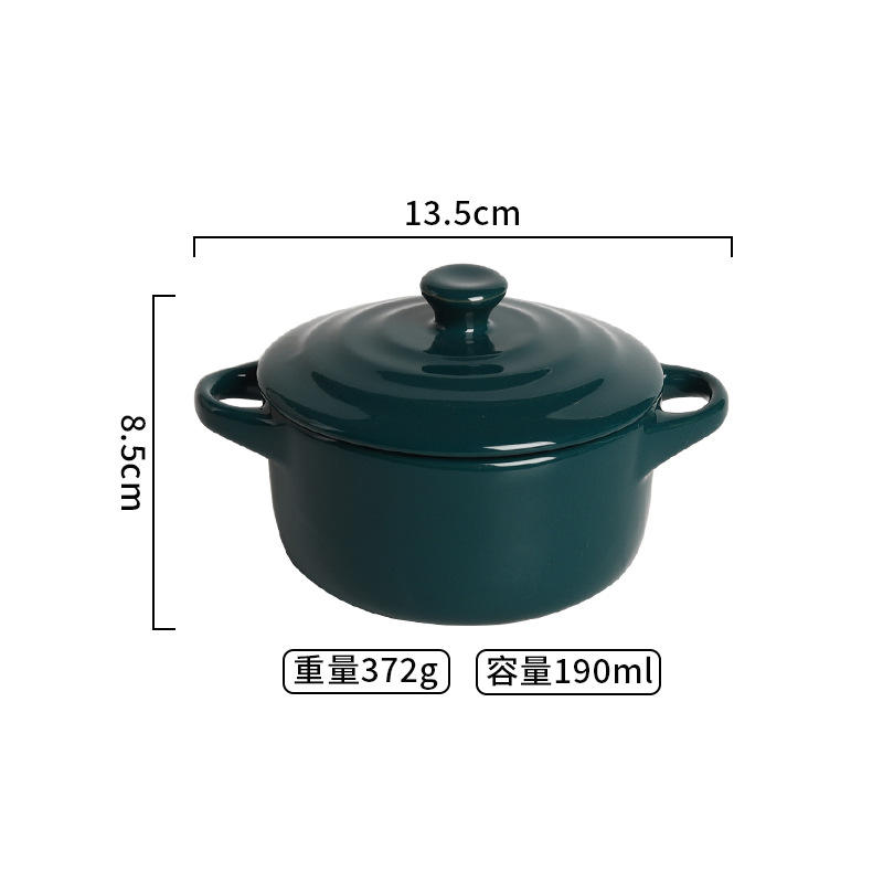 Petite tasse à soupe binaurale-vert foncé