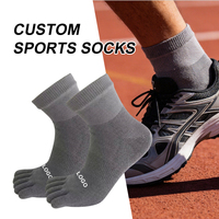 Chaussettes athlétiques respirantes à cinq doigts, haute élasticité, longueur mi-mollet, pour la course à pied en extérieur, le jogging, avec logo personnalisé, pour hommes et femmes