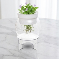 Aquarium hydroponique KAJI créatif 2-en-1 intégré en plastique écologique, support de bol transparent pour bureau