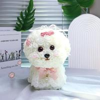 Kunstmatige schuimrozenbloem hond Bichon Maltese, eeuwig geconserveerde puppy Valentijnsdag romantisch cadeau groothandel