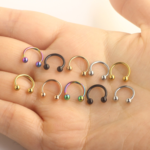 Anneaux de Septum de nez en fer à cheval en acier chirurgical, Piercing, balles et pointes, Cartilage, Helix, <span class=keywords><strong>Tragus</strong></span>, <span class=keywords><strong>boucle</strong></span> d'oreille, cerceau, sourcils, lèvre P, 16G - Product Image 6