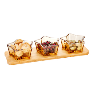 Linuo transparente ámbar resistente al calor alto borosilicato <span class=keywords><strong>cerveza</strong></span> ensalada postre fruta tazón de vidrio plato redondo conjunto Kit para Decoración - Product Image 5