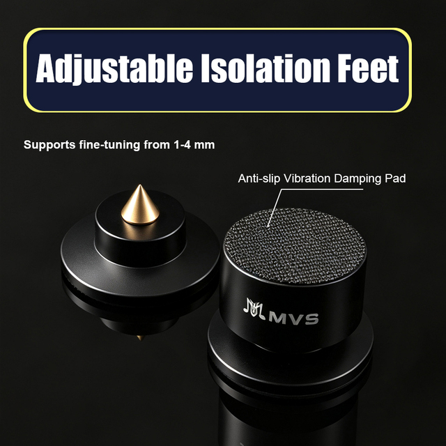 QINCROWN Aluminium CNC Machined Anti-Vibration Pad Speaker Shock-Absorbing Non-Slip Foot for Audio Amplifier