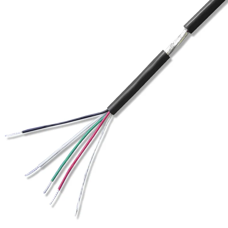 Cables de cobre negro de 4 núcleos, cable de señal de control flexible de pvc, 28, 26, 24, 22 y 20 AWG