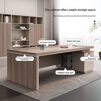 Bureau de direction simple, moderne et minimaliste, petit bureau en L avec armoire en bois, table de bureau pour administrateur, bureau d'administration
