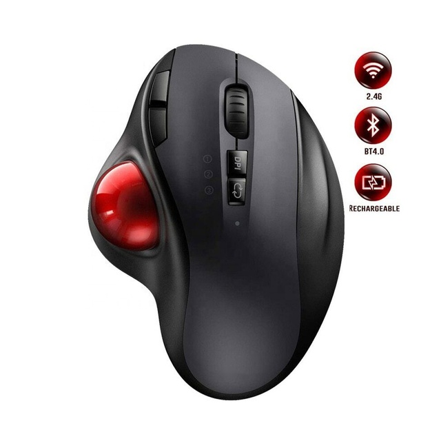 Rechargeable for 2.4 Wireless Dual Model Trackball Mouse for Laptop/Tablet Gaming 20G Acceleration RGB Backlit USB Type-C