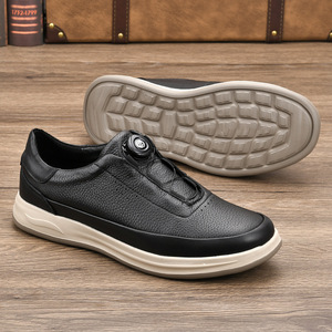 Chaussures de marche pour hommes en cuir véritable, bout rond, semelle extérieure en EVA, doublure en peau de porc, légères, avec boucle automatique - Product Image 2