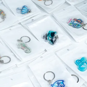 מחזיקי מפתחות אקריליק מותאמים אישית מתנה לסדרת קיץ יצירתית לחברים Yakelike יוצרת מחזיקי מפתחות שקופים אקריליים עם קסם