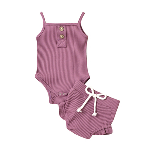 Conjuntos de Ropa de Verano para Bebés Recién Nacidos, Sin Mangas, 100% Algodón, Conjunto de 2 Piezas, Color Sólido - Product Image 6