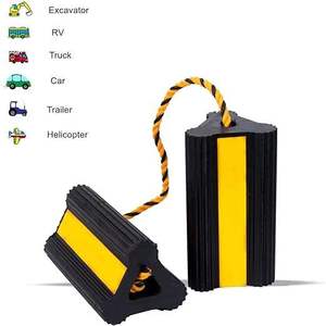 <b>Rubber</b> Wheel Chock with Rope Heavy Duty Anti-Slip Wheel Stopper with High-Intensity Prismatic Visibility for Truck Trailer - Product Image 2