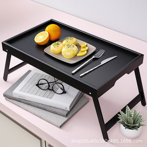 Diligent Tree Wooden Folding Table Qtzm0409 <b>Foldable</b> Multi Functional Bed <b>Desk</b> For Home Bedroom Use - Product Image 2