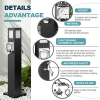 Prise d'extension verticale pour camping-car avec capteur et lumière LED, étanche IP66, pour extérieur, norme mondiale personnalisée