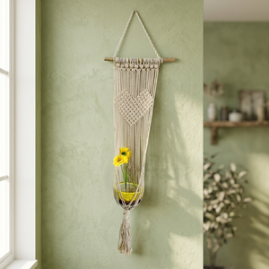 Porte-fleurs en macramé bohème en jute, support suspendu pour plantes avec design en corde pour la décoration de la maison et de Diwali - Product Image 6