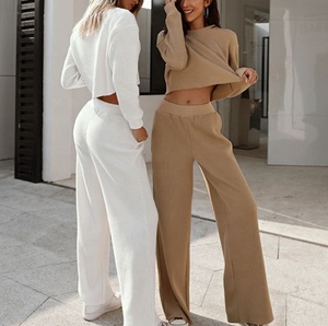 Hot Bán <span class=keywords><strong>2025</strong></span> Mùa Thu Và Mùa Đông Mới Áo Len Giản Dị Phù Hợp Với Phụ Nữ Của Hai-Mảnh Thiết Lập - Product Image 1