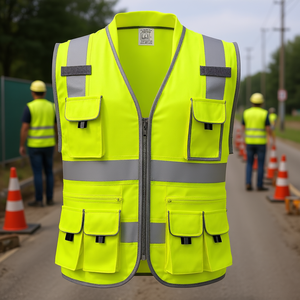 Chaleco de Seguridad Reflectante Amarillo con 10 Bolsillos, Chaleco de Trabajo para Mayor Visibilidad, Talla XL, Corte Regular - Product Image 2