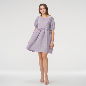 Robe d'été décontractée élégante et personnalisée pour femme, en coton doux et respirant, à col carré et volants amples - Product Image 3