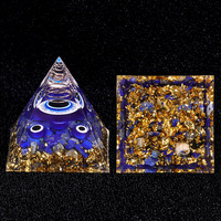 Pyramide œil de démon 5 cm en résine, style européen, décoration d'intérieur, artisanat de bureau, ornement avec emballage en boîte en papier