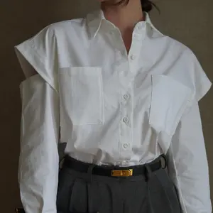 2024 vendita popolare, elegante camicia in Chiffon di grandi dimensioni manica lunga a sbuffo da ufficio formale camicetta ampia per le donne/