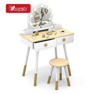 Bán buôn thắp sáng trẻ em bằng gỗ Vanity bảng & Phân với gương w08h218 - Product Image 1