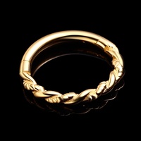 Histoires de piercing Bague à segments articulés torsadés en or massif 18 carats or jaune Clicker Helix Piercing Daith Jewelry