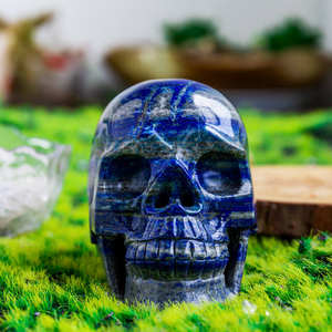 Calaveras de Cristal Azul Natural Talladas a Mano - Colección de Mascotas para Regalo de Halloween - Product Image 6