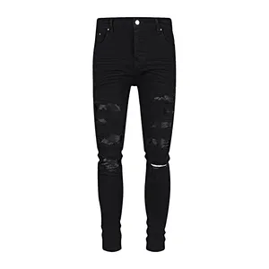 Jalan hiphop gelap multi saku cetak jahitan pemuda jalan tinggi peregangan celana denim celana sapper jeans