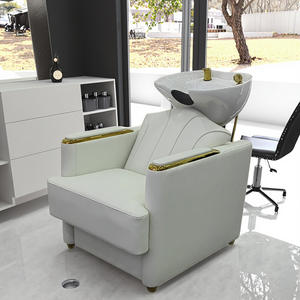 Im Trend 2025: Luxuriöser Weißgoldener Friseursalon-Waschsessel mit Kopftherapie-Funktion, Verstellbarer Moderner Spa-Shampoo-Stuhl und Waschliege - Product Image 2