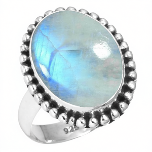 <b>Solid</b> 925 Sterling <b>Silver</b> Genuine Oval Cut Moonstone Gemstone Handmade Exotic Vintage Style Solitaire Rings Women's Fine Jewelry - Product Image 1