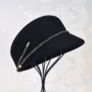 Outdoor Casual Lady Fashion Baseball <b>Hat</b> Decoration Women Equestrian Cap 100% Wool Felt <b>Hat</b> - Product Image 5