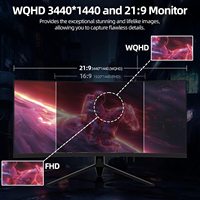 Monitor para Juegos de PC de 34 Pulgadas, Pantalla LED Curva de 165Hz, Pantalla HD para Computadora de Escritorio, Venta al Por Mayor de Fábrica