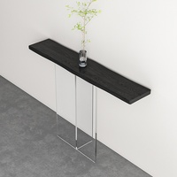 Table console moderne en bois massif prête à être expédiée, pieds en acrylique transparent, table flottante étroite pour entrée