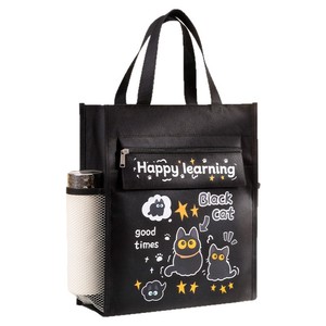 <span class=keywords><strong>Petit</strong></span> sac de tutorat et de devoirs à main motif chat noir de dessin animé pour garçons et filles de l'école primaire, idéal pour l'usage après l'école - Product Image 1