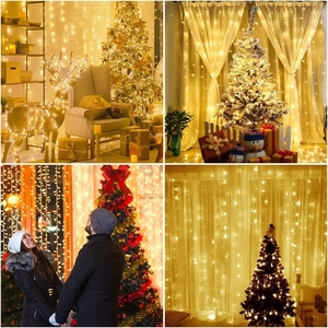 Rideau lumineux 300led à couleur changeante 3x3m 12 Fairy String Lcicle Fairy Light 110V US Plug Holiday Christmas Window Decoration - Product Image 5
